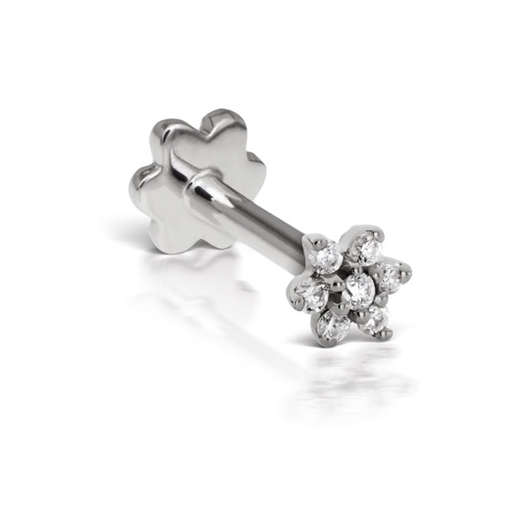 MARIA TASH Diamond Flower Threaded Stud Earring - Picture 3 of 4